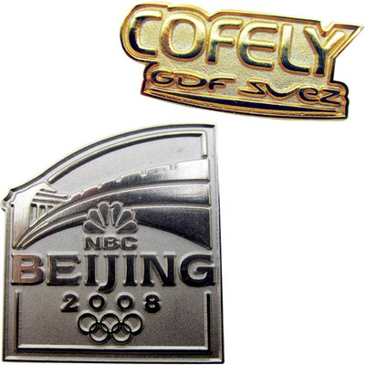 Diestruck Sandblasted Lapel Pins - Copper/Brass 1 1/2" W x 1 1/2" H