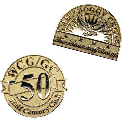 Diestruck Sandblasted Lapel Pins - Copper/Brass 1 1/4" W x 1 1/4" H